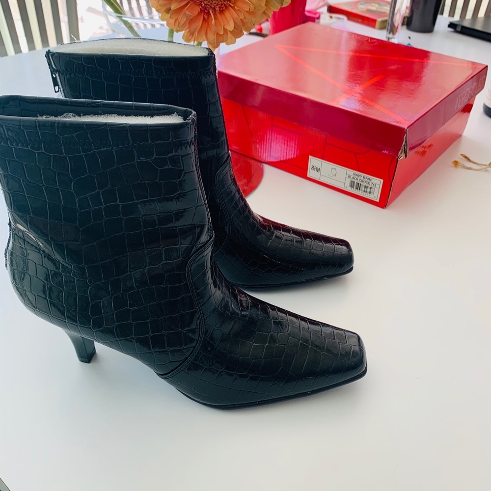 Women’s black croco boots - new, not worn